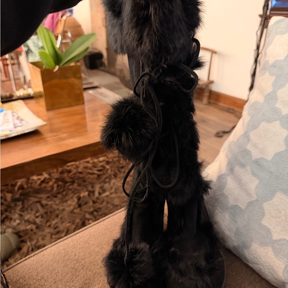 Coach Black Karita Fur Moccasins